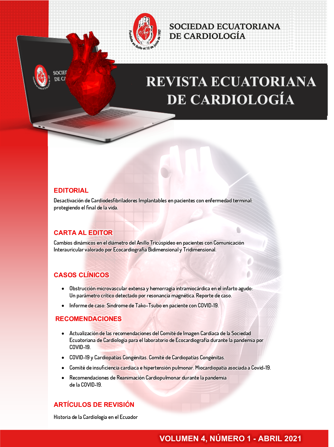 					Ver Vol. 4 Núm. 1 (2021): Revista Ecuatoriana de Cardiología
				